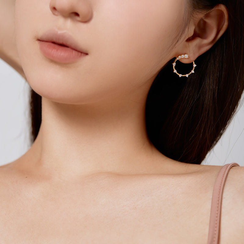 Golden Sparkle Hoops Earrings