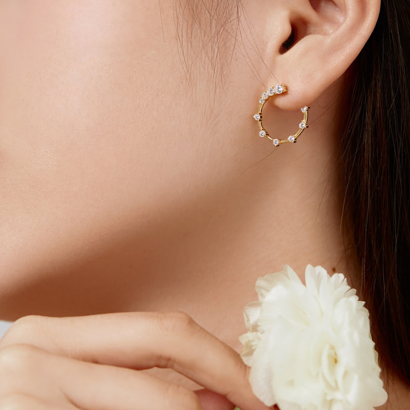 Golden Sparkle Hoops Earrings