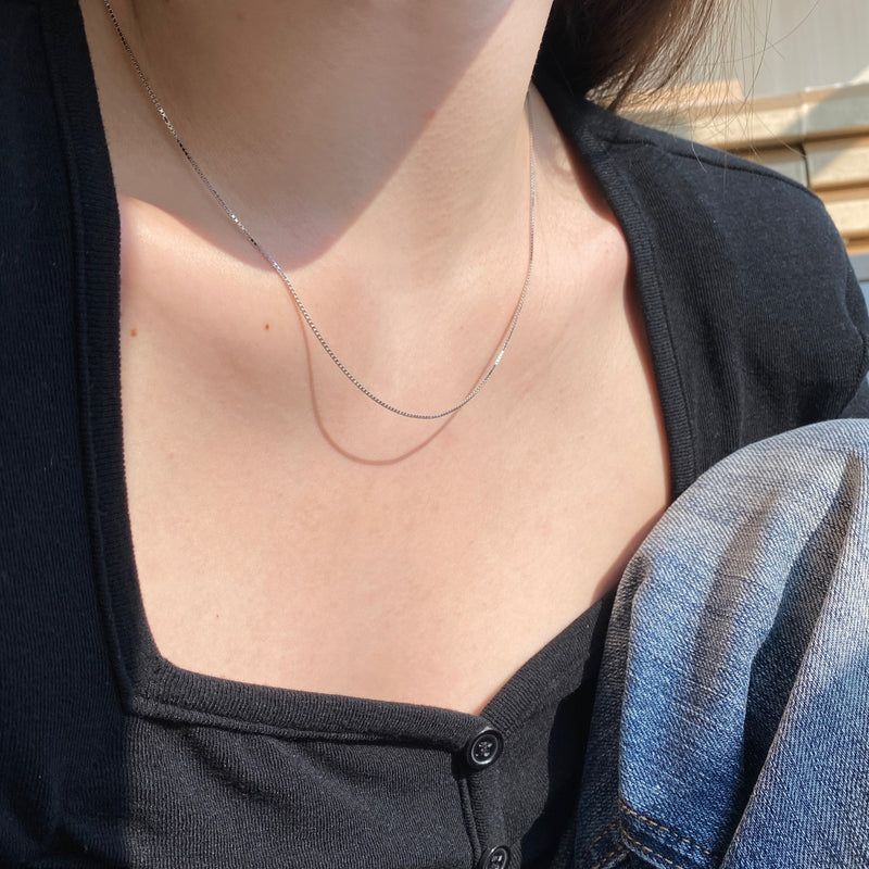 Silver Box Chain Necklace