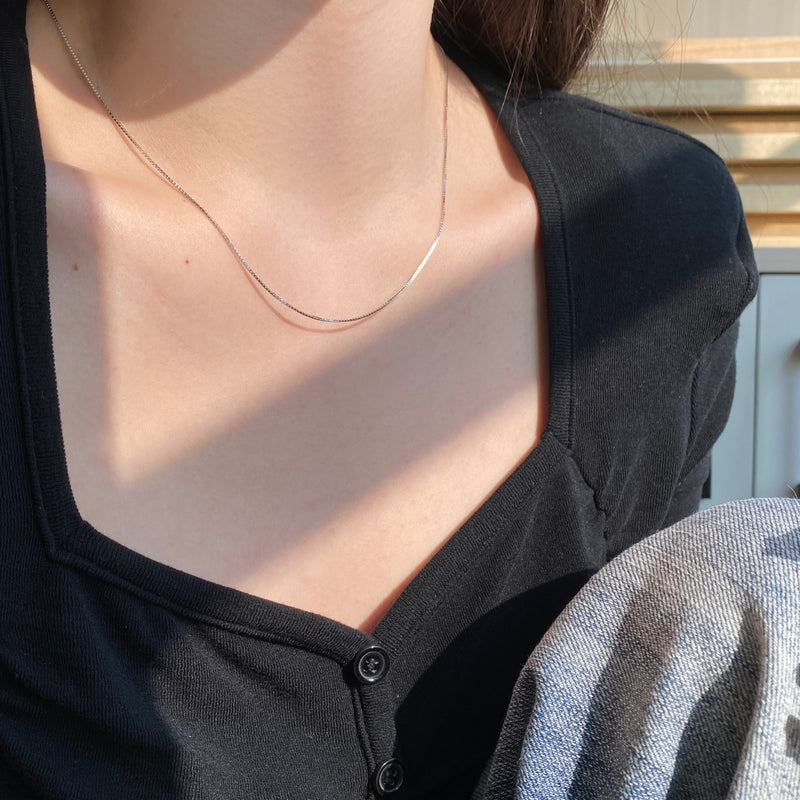 Silver Box Chain Necklace