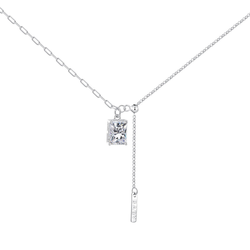 Rectangular Zircon Drop Necklace