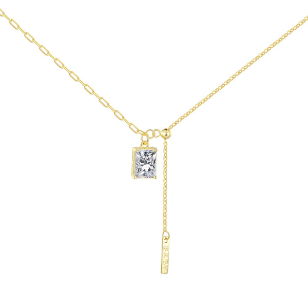 Rectangular Zircon Drop Necklace