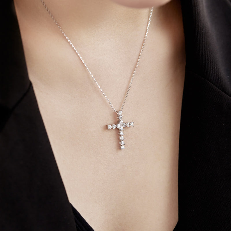 Blushing Heart Cross Necklace