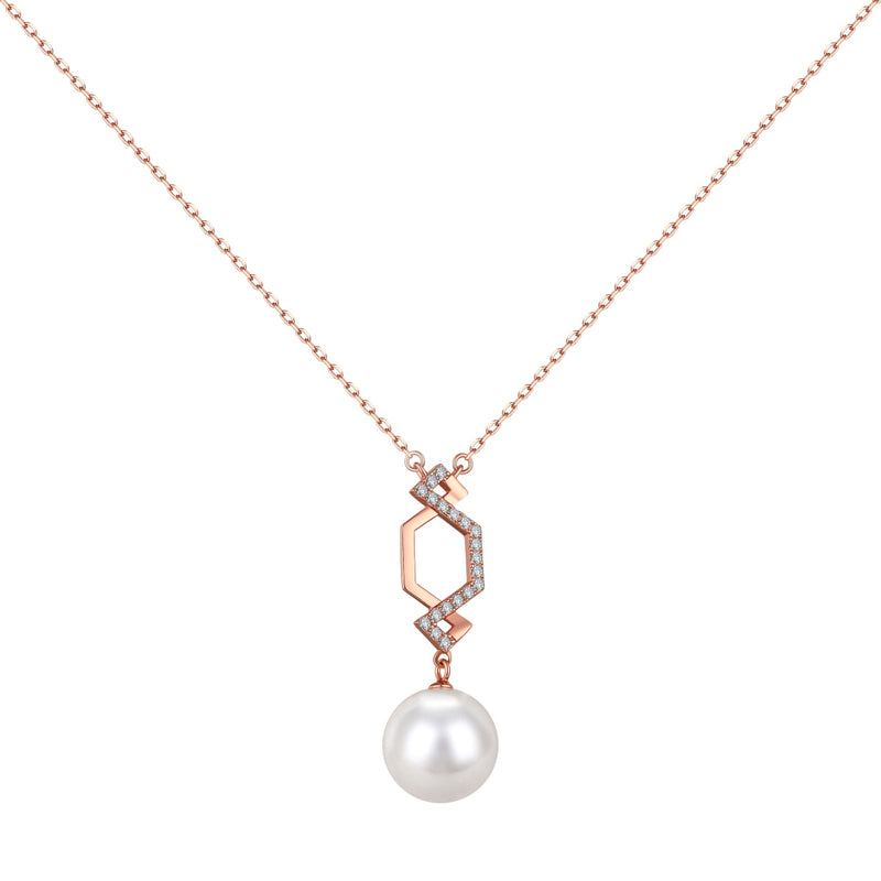 Geometric Pearl Elegance Necklace