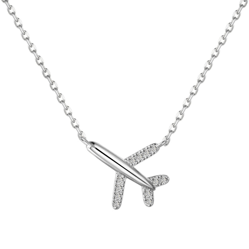 Glittering Airplane Necklace