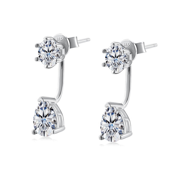 Double Zircon Drop Earrings