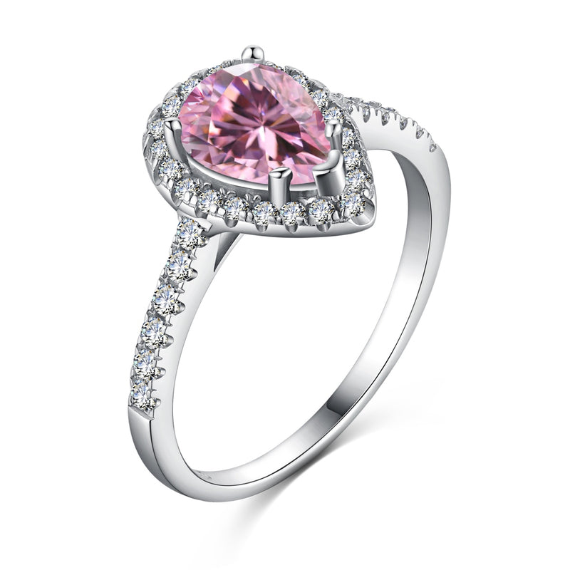 Pink Blossom Pear-Cut Zircon Ring