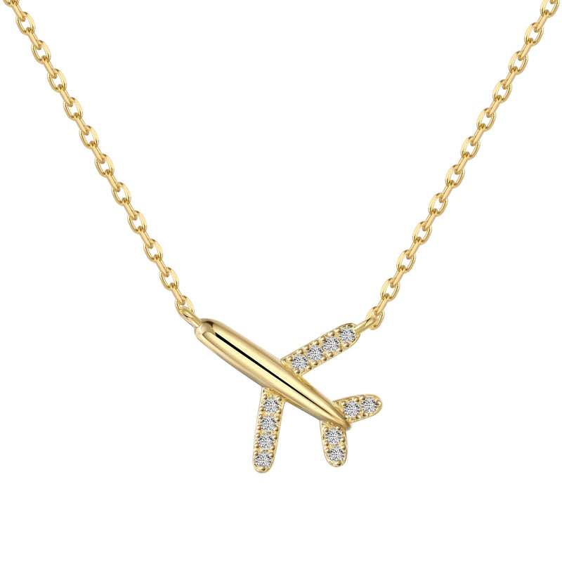 Glittering Airplane Necklace