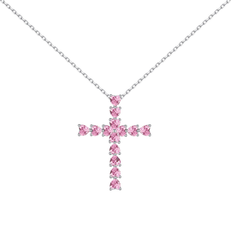 Blushing Heart Cross Necklace