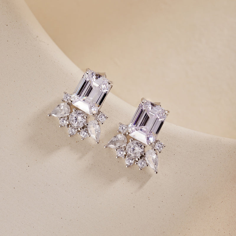 Radiant Rectangular Zircon Earrings