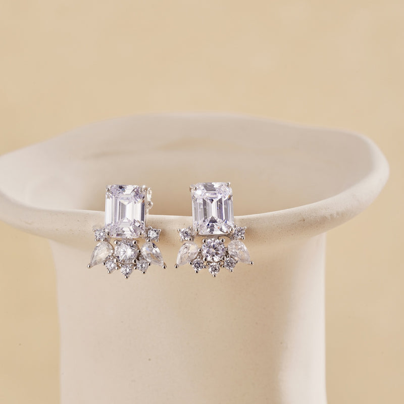 Radiant Rectangular Zircon Earrings