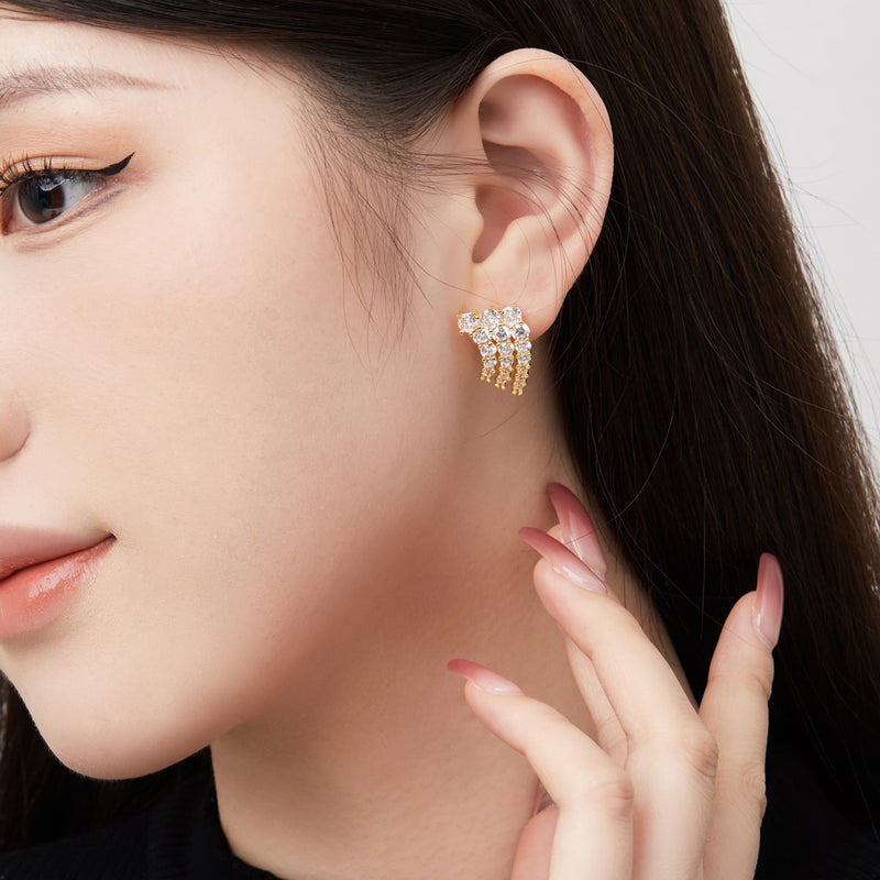 Clustered Round Zircon Earrings