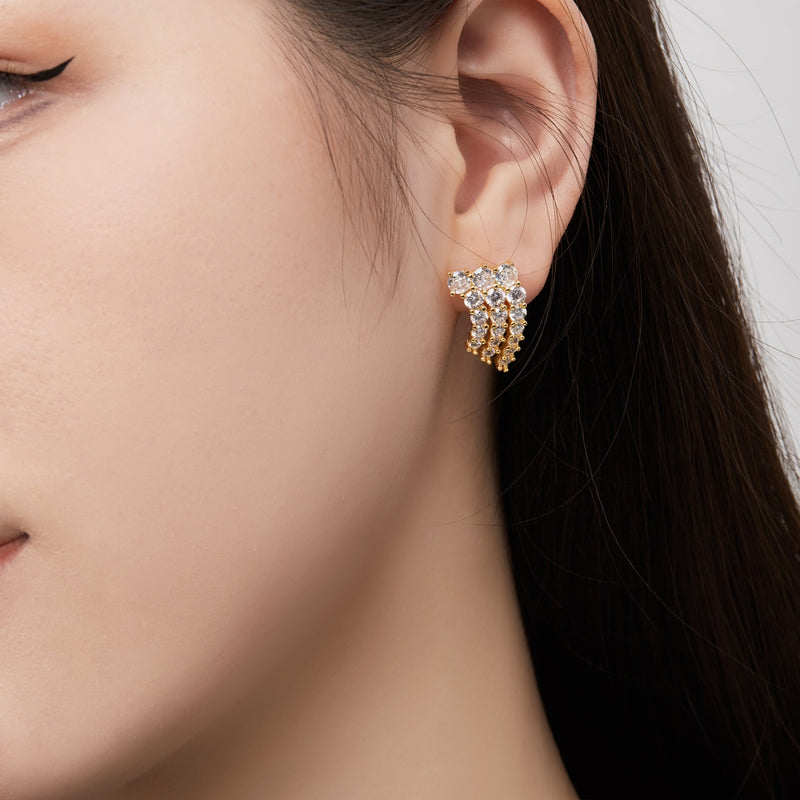 Clustered Round Zircon Earrings