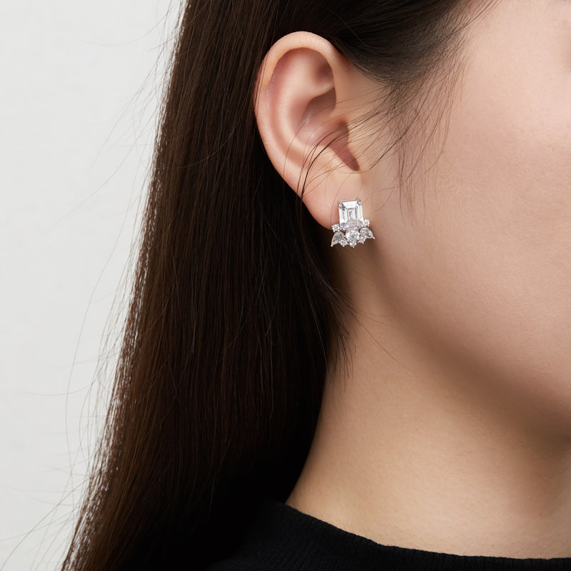 Radiant Rectangular Zircon Earrings