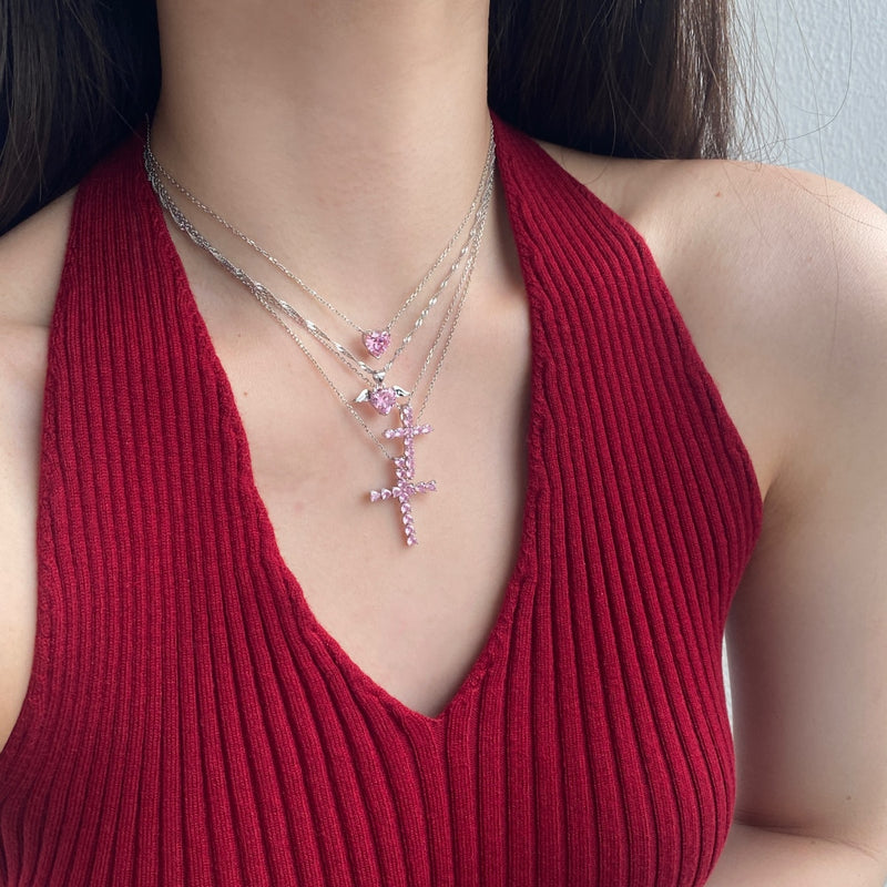 Radiant Cross Zircon Necklace