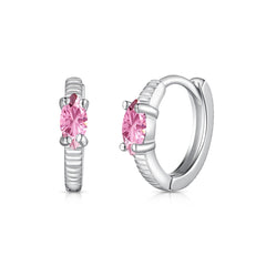 Pink Marquise Stone Huggie Earrings