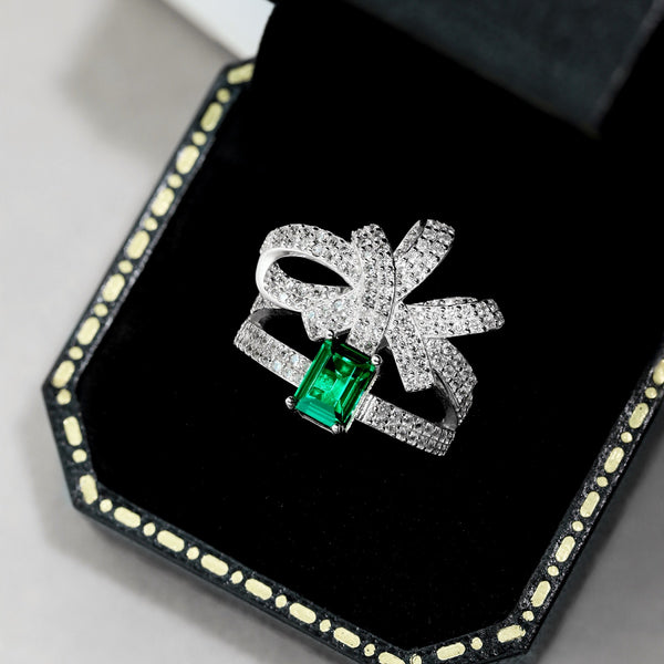 Emerald Bow Statement Ring