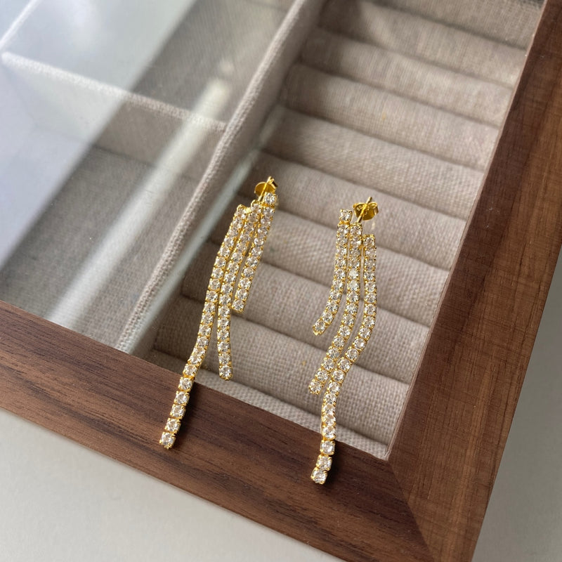 Multi-Row Crystal Drop Earrings