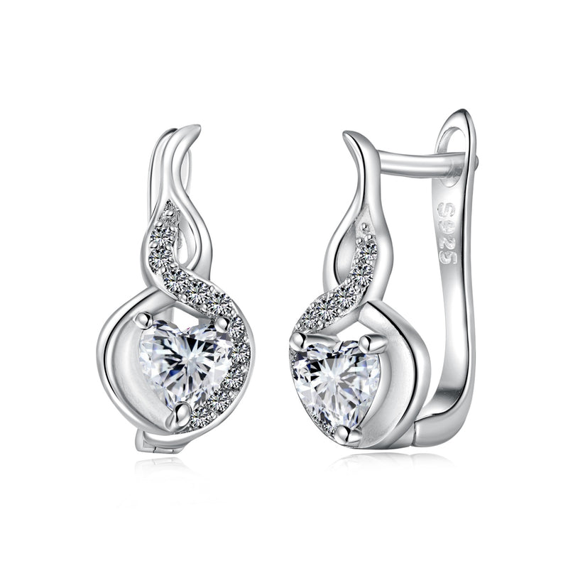 Heart Swirl Zircon Earrings