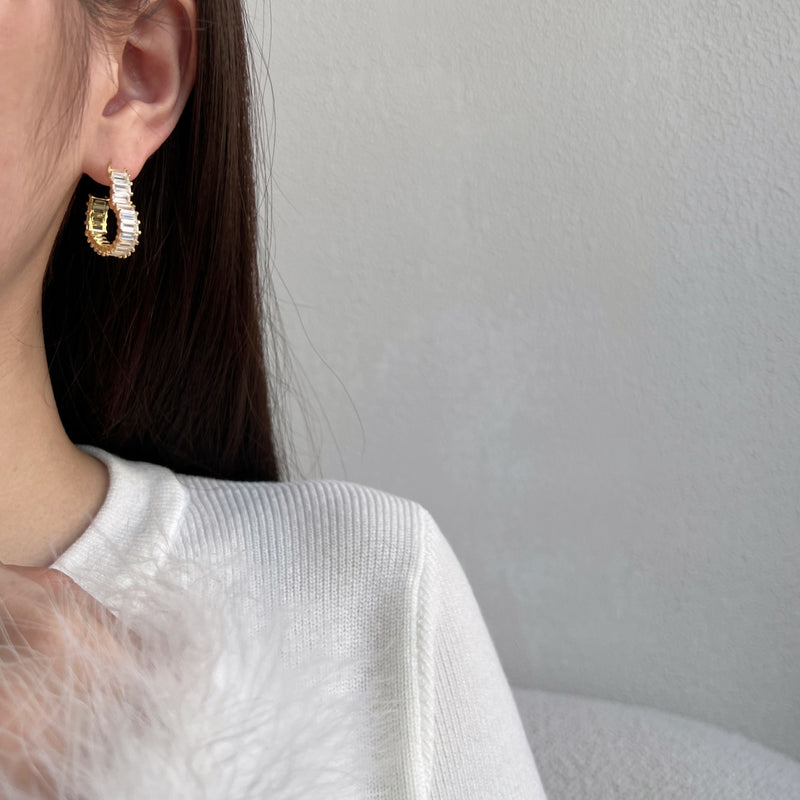 Radiant Baguette Hoop Earrings