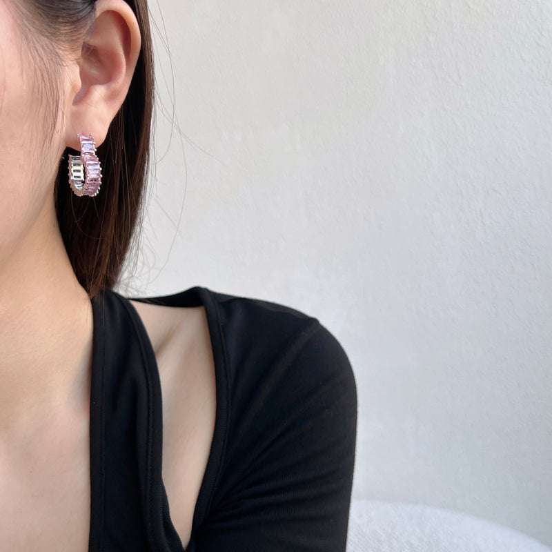 Radiant Baguette Hoop Earrings