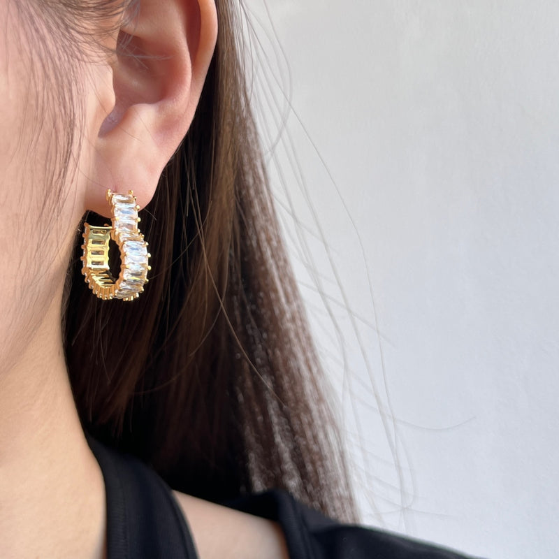 Radiant Baguette Hoop Earrings