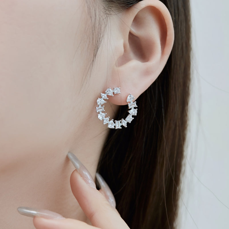 Radiant Pear-Shaped Zircon Hoop Earrings