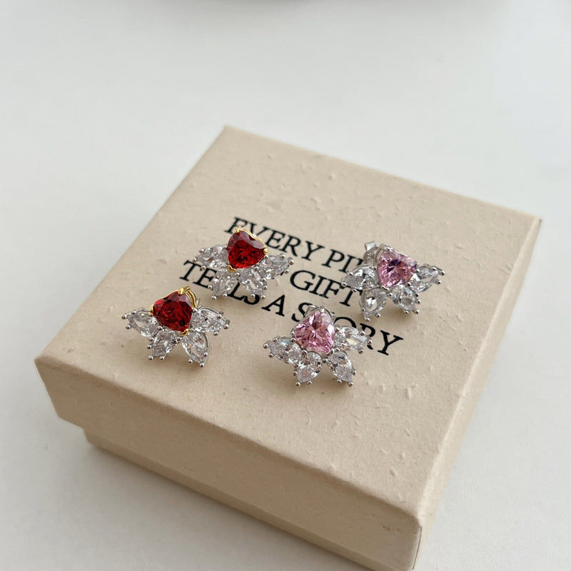 Scarlet Heart Floral Earrings