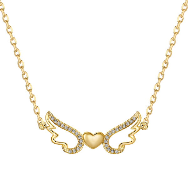 Golden Heart Wing Necklace