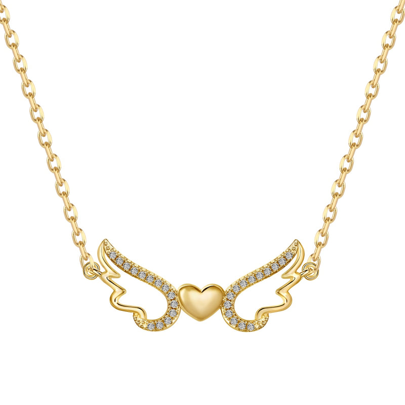 Golden Heart Wing Necklace