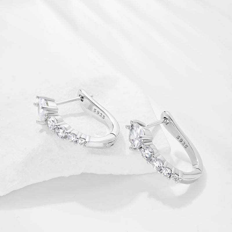 Golden Pear-Cut Zircon Hoop Earrings