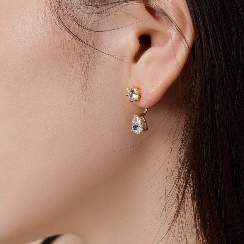 Double Zircon Drop Earrings