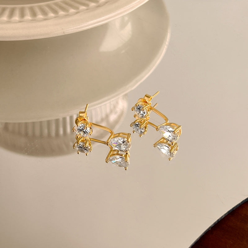 Double Zircon Drop Earrings