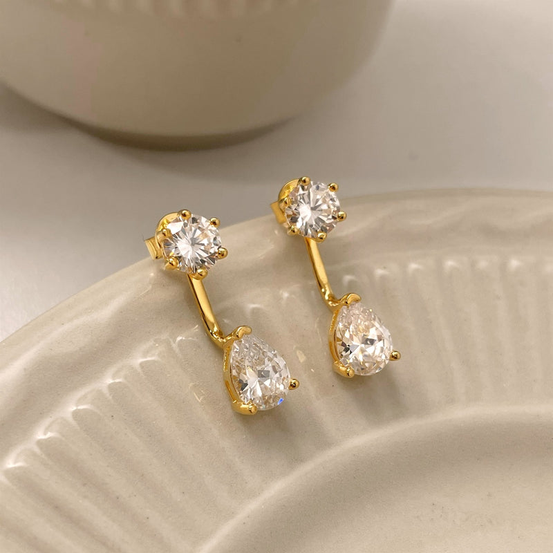 Double Zircon Drop Earrings