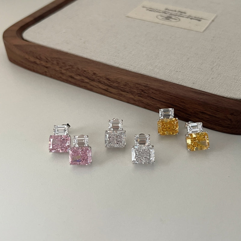 Radiant Cut Gemstone Earrings Collection