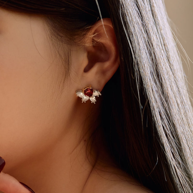 Scarlet Heart Floral Earrings