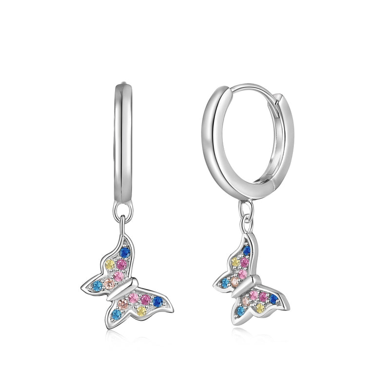 Colorful Butterfly Drop Huggie Earrings