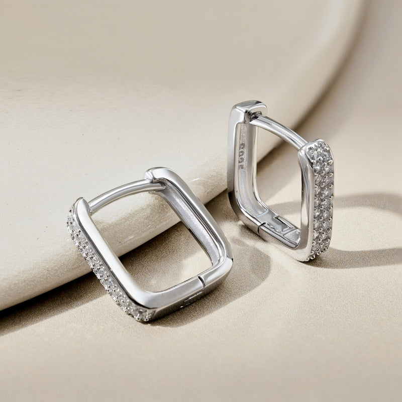 Sleek Rectangular Zircon Earrings