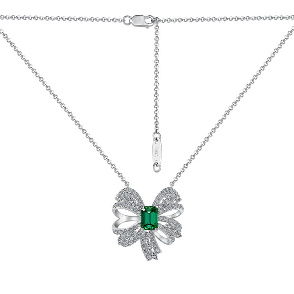 Emerald Bow Charm Necklace