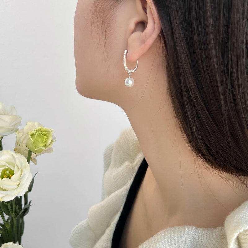 Pearl and Zircon Drop Earrings