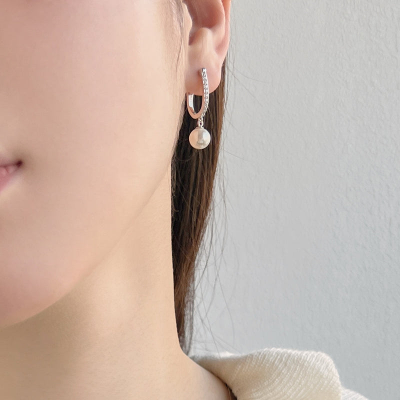 Pearl and Zircon Drop Earrings