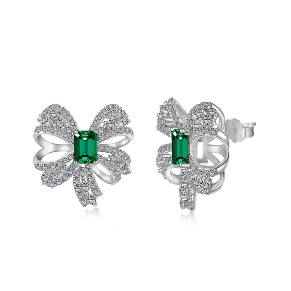 Green Charm Bow Earrings