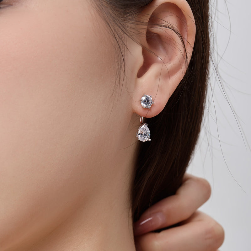 Double Zircon Drop Earrings