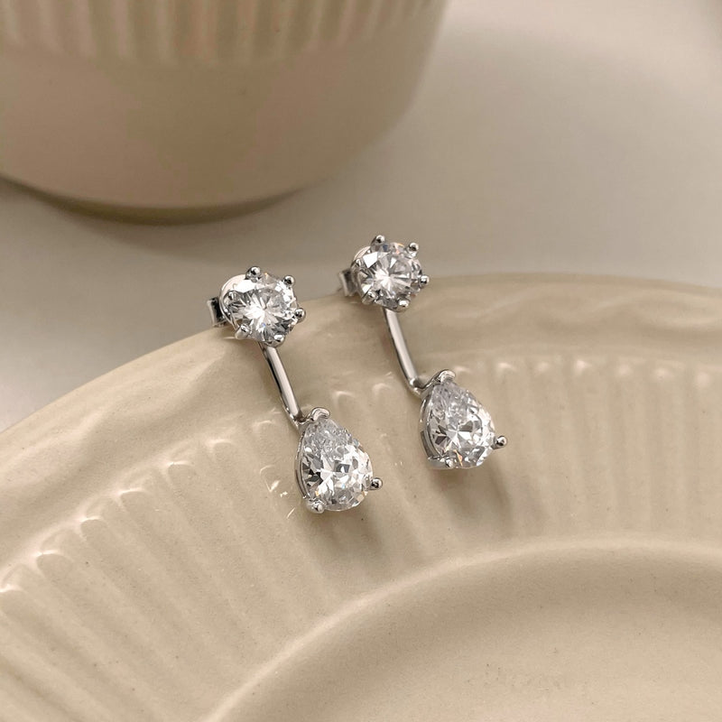 Double Zircon Drop Earrings