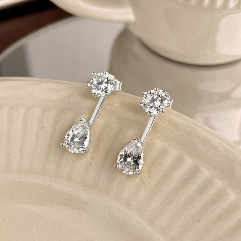 Double Zircon Drop Earrings