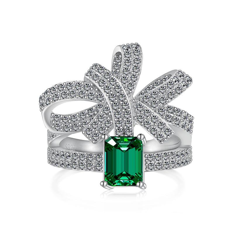 Emerald Bow Statement Ring