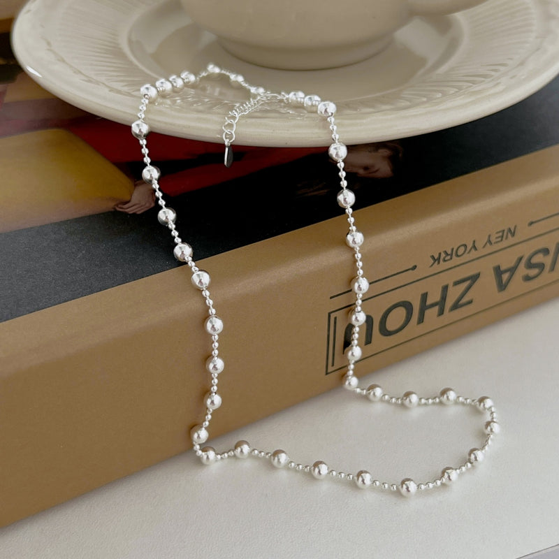 Silver Pearl Cascade Necklace