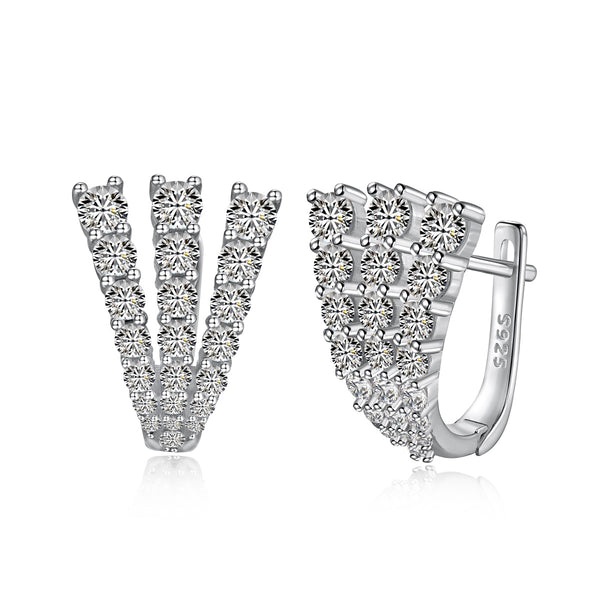 Radiant Curve Zircon Hoop Earrings