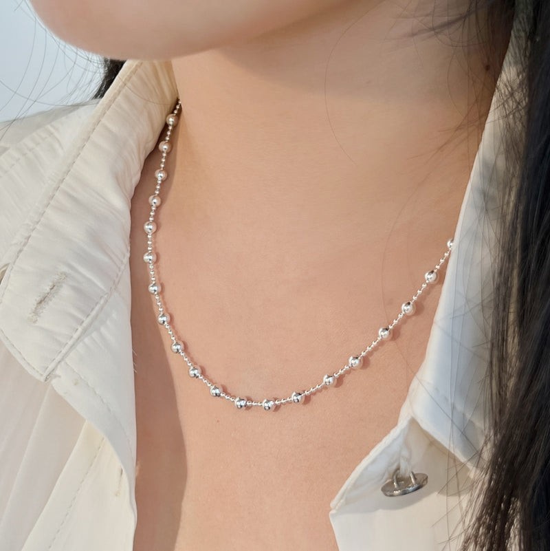 Silver Pearl Cascade Necklace