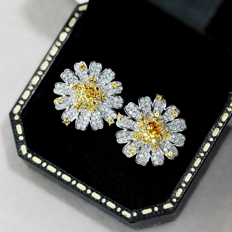 Golden Blossom Flower Earrings